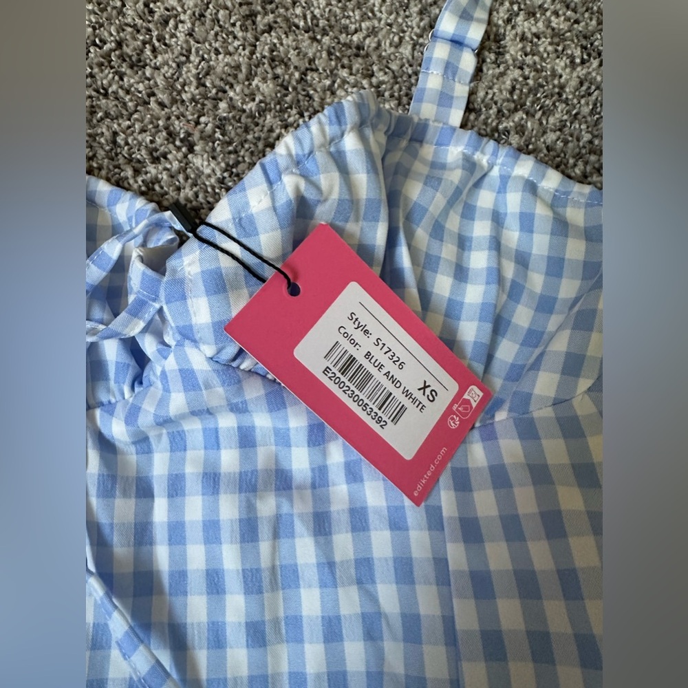 Edikted Basil Cotton Gingham Minidress NWT SIZE XS - Picture 4 of 7